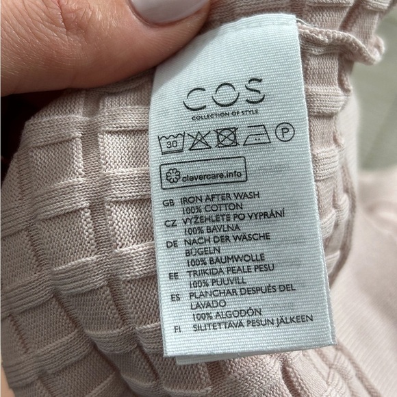 COS Waffle-Stitch Cotton Pink Sweater - Picture 6 of 8